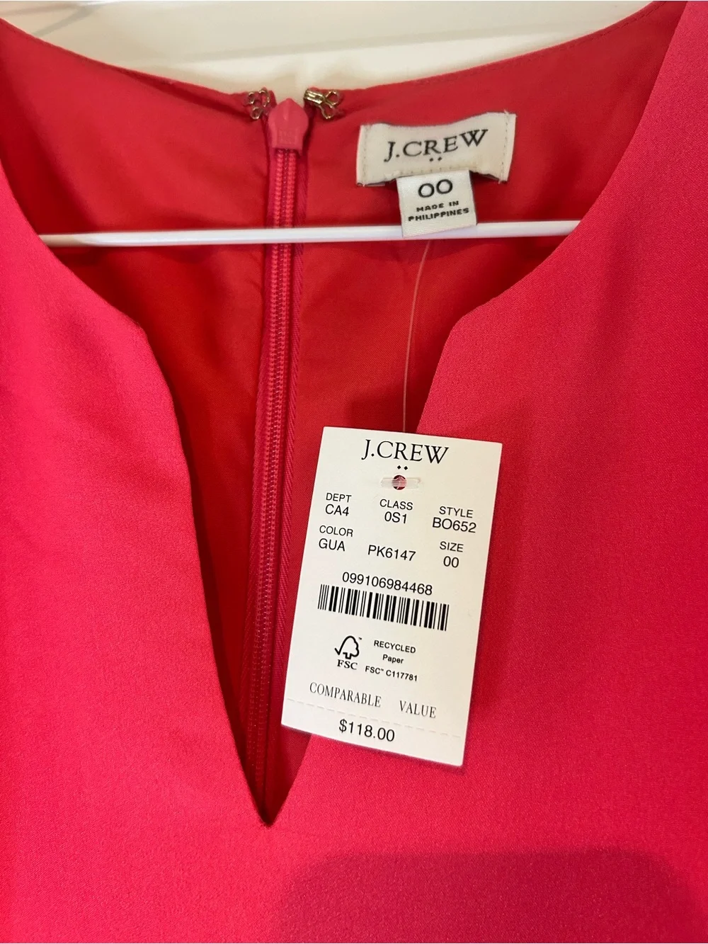 J. Crew Bright Pink Sleeveless Shift Dress